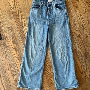 Free People wide leg high waist jeans light wash 27 waist